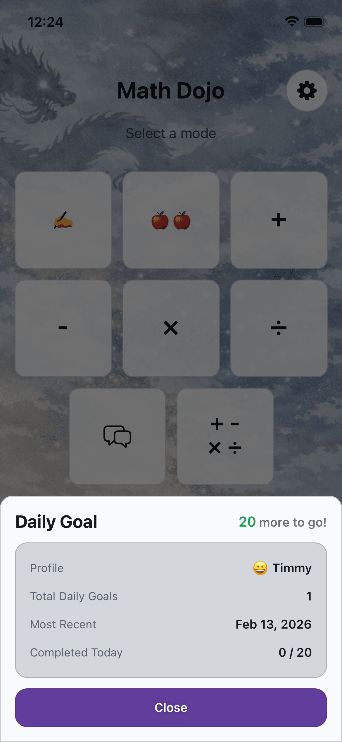 Math Dojo daily challenge goal